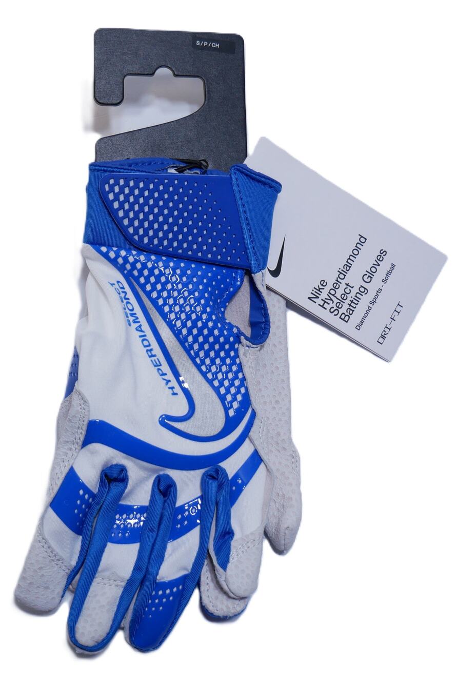 New Nike Hyperdiamond Select Softball Batting Gloves Blue Unisex Size Small